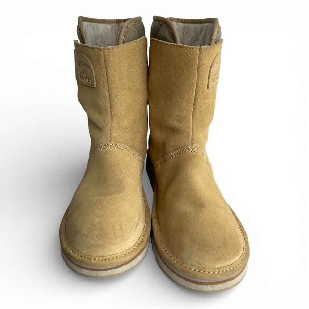Sorel Campus Beige Tan Suede Leather Insulated Winter Boots NL2068-373 Women's 9 - Picture 3 of 14